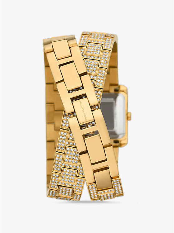 Michael Kors Petite Emery Pavé Gold-Tone Double Wrap Watch