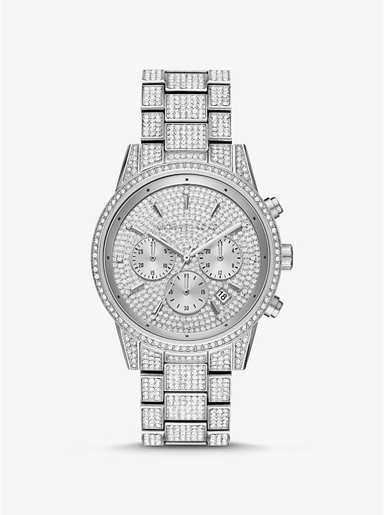 Michael Kors Bryant Pavé Silver-Tone Watch