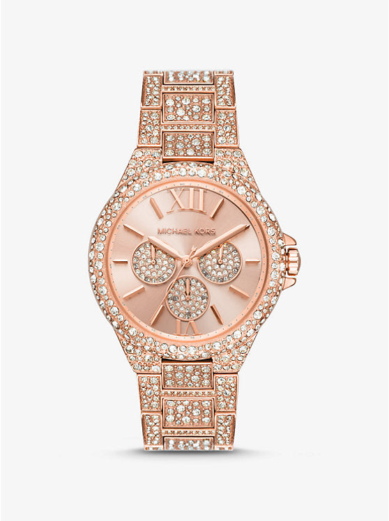 Michael Kors Oversized Camille Pavé Rose Gold-Tone Watch