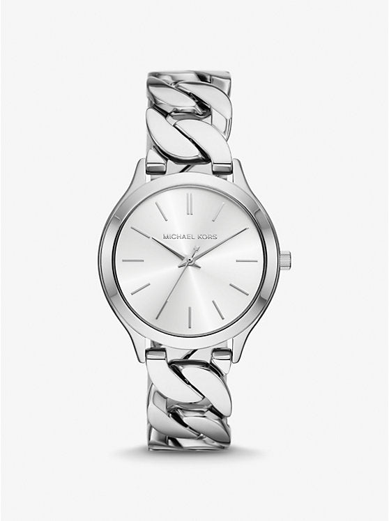 Michael Kors Slim Runway Silver-Tone Curb-Link Watch