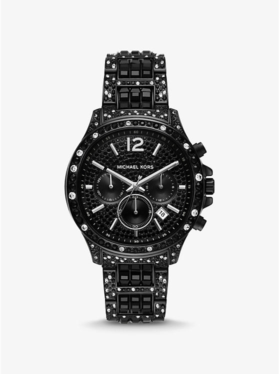 Michael Kors Limited-Edition Oversized Sage Pavé Black-Tone Watch