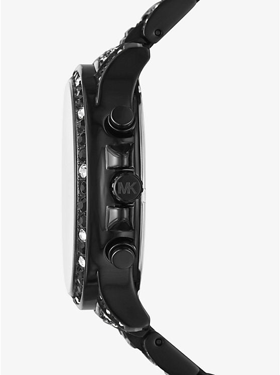 Michael Kors Limited-Edition Oversized Sage Pavé Black-Tone Watch