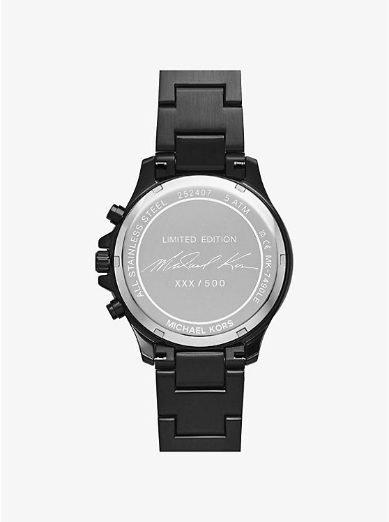 Michael Kors Limited-Edition Oversized Sage Pavé Black-Tone Watch