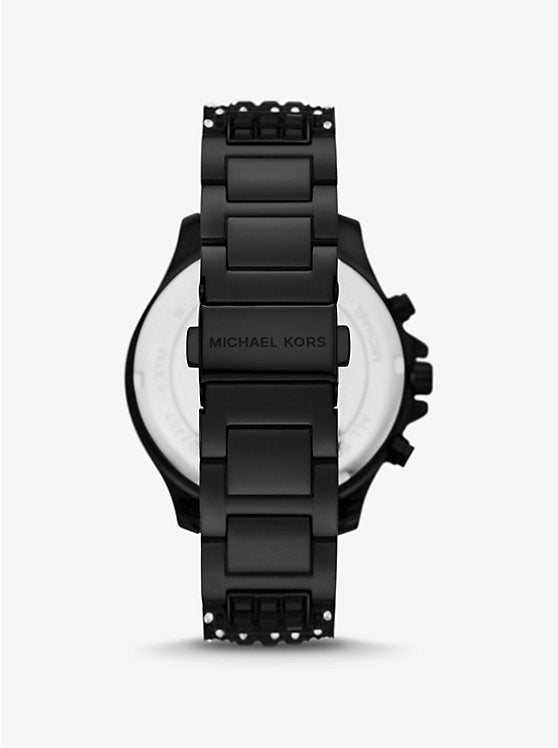 Michael Kors Limited-Edition Oversized Sage Pavé Black-Tone Watch
