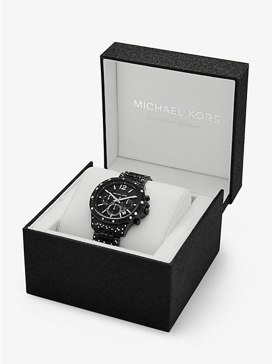 Michael Kors Limited-Edition Oversized Sage Pavé Black-Tone Watch