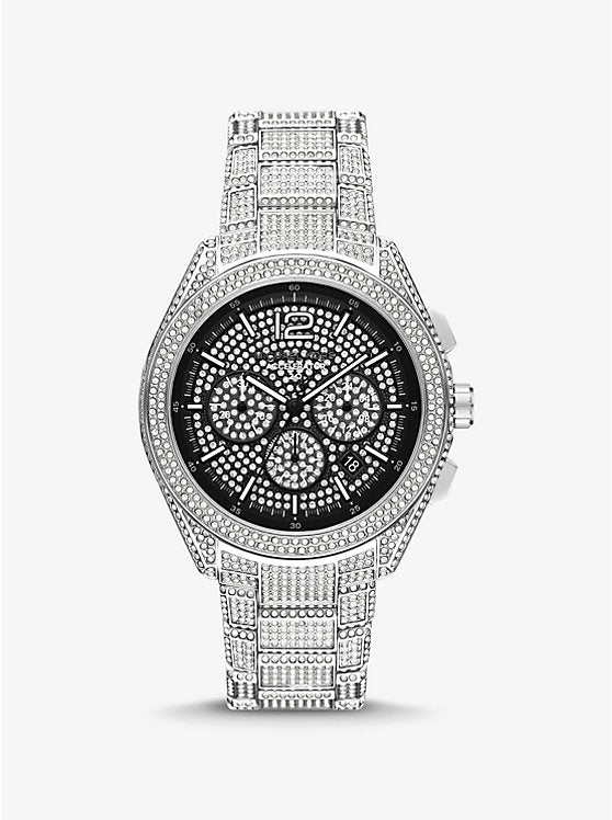 Michael Kors Oversized Accelerator 2.0 Pavé Silver-Tone Watch