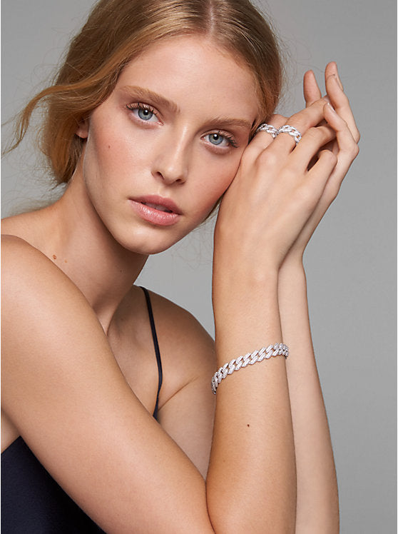 Michael Kors Precious Metal-Plated Sterling Silver Pavé Curb Link Bracelet