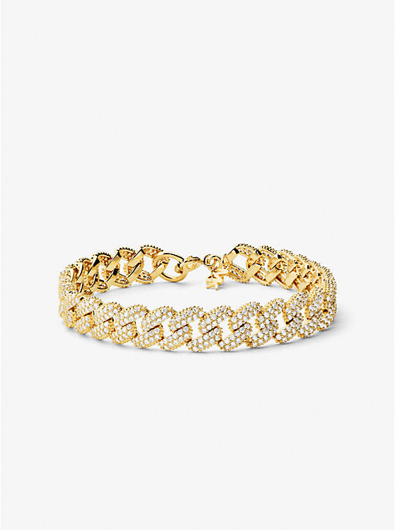 Michael Kors Precious Metal-Plated Sterling Silver Pavé Curb Link Bracelet