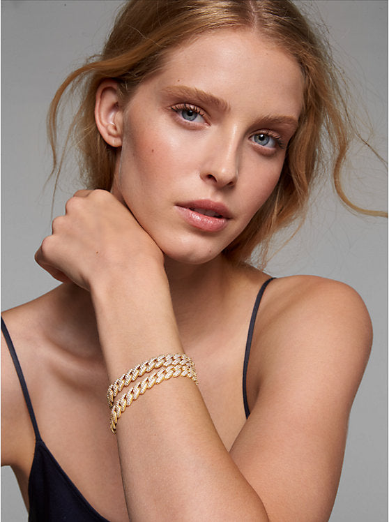 Michael Kors Precious Metal-Plated Sterling Silver Pavé Curb Link Bracelet