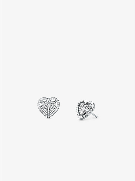 Michael Kors Precious Metal-Plated Sterling Silver Pavé Heart Necklace and Earrings Gift Set