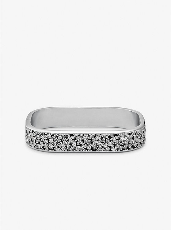 Michael Kors Precious Metal-Plated Brass and Enamel Leopard Pavé Bangle