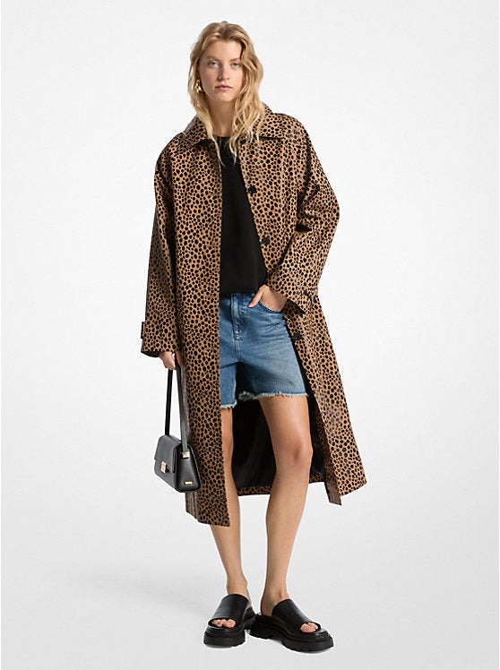 Michael Kors Cheetah Print Balmacaan Coat