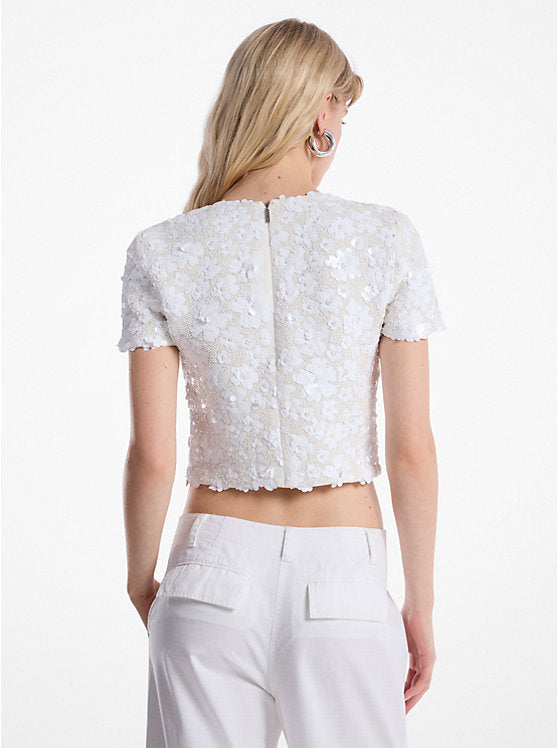 Michael Kors Floral Embellished Scuba Top