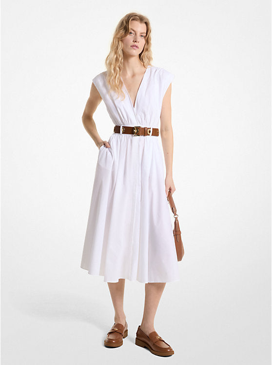 Michael Kors Stretch Organic Cotton Poplin Midi Dress