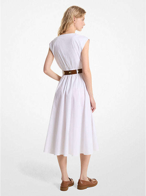 Michael Kors Stretch Organic Cotton Poplin Midi Dress