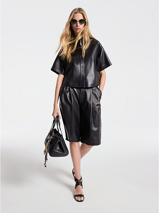 Michael Kors Cropped Leather Shirt