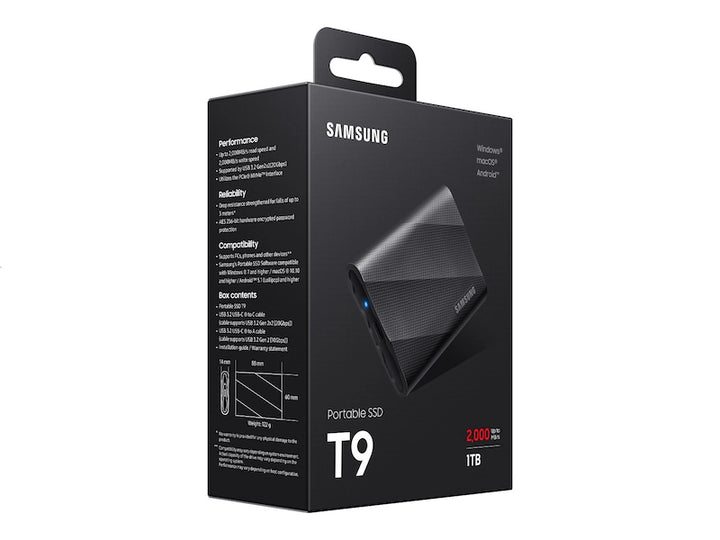 Samsung Portable SSD T9 1 TB USB 3.2 Gen 2x2 (Black)