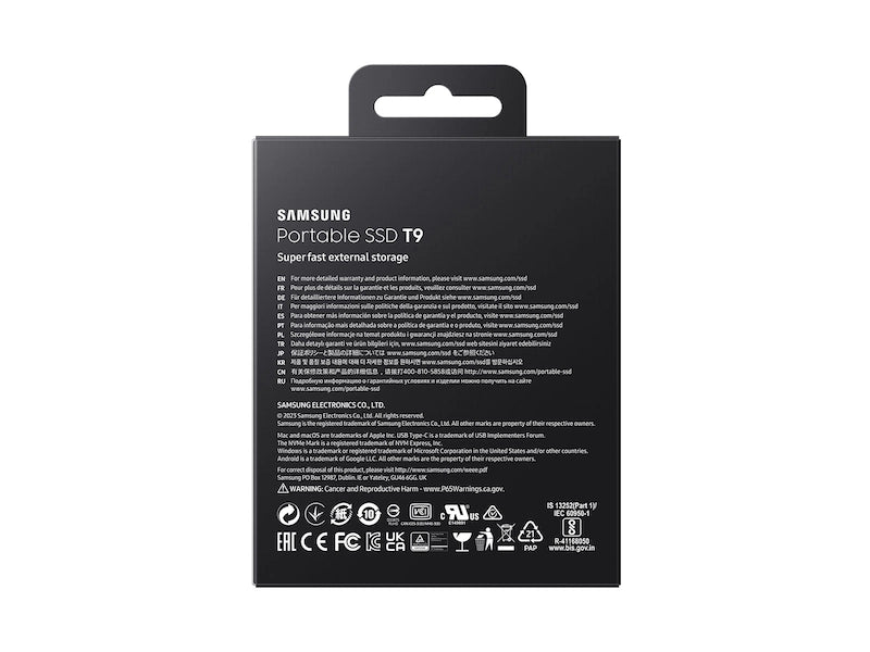Samsung Portable SSD T9 1 TB USB 3.2 Gen 2x2 (Black)