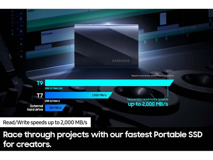 Samsung Portable SSD T9 1 TB USB 3.2 Gen 2x2 (Black)