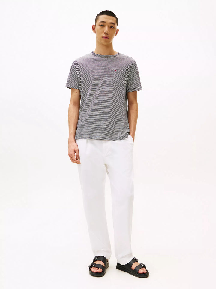 Tommy Hilfiger Stripe Linen-Cotton Blend Pocket T-Shirt