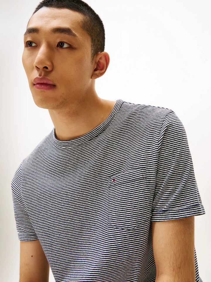Tommy Hilfiger Stripe Linen-Cotton Blend Pocket T-Shirt