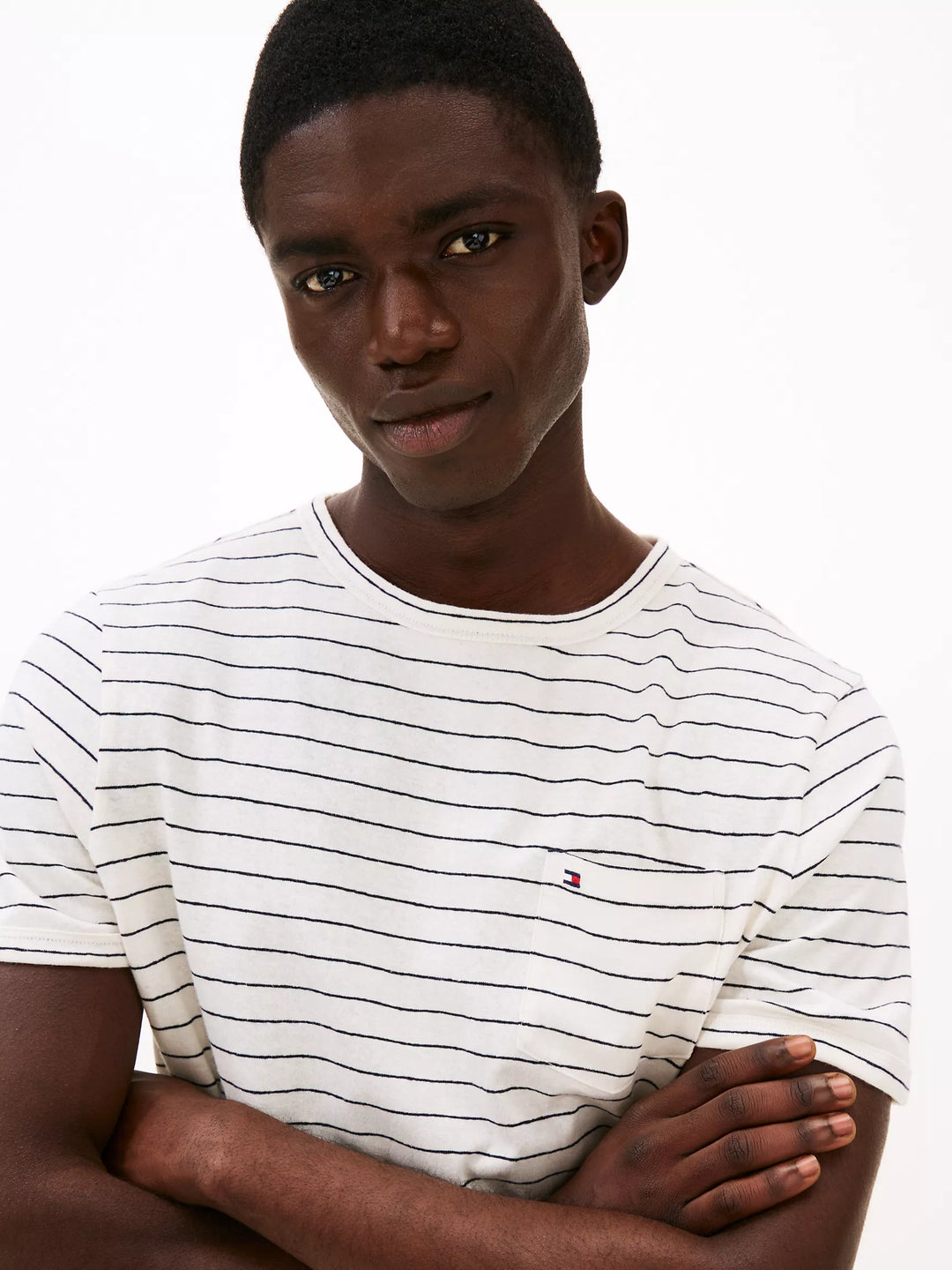 Tommy Hilfiger Stripe Linen-Cotton Blend Pocket T-Shirt