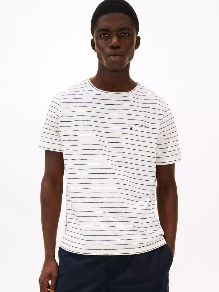 Tommy Hilfiger Stripe Linen-Cotton Blend Pocket T-Shirt