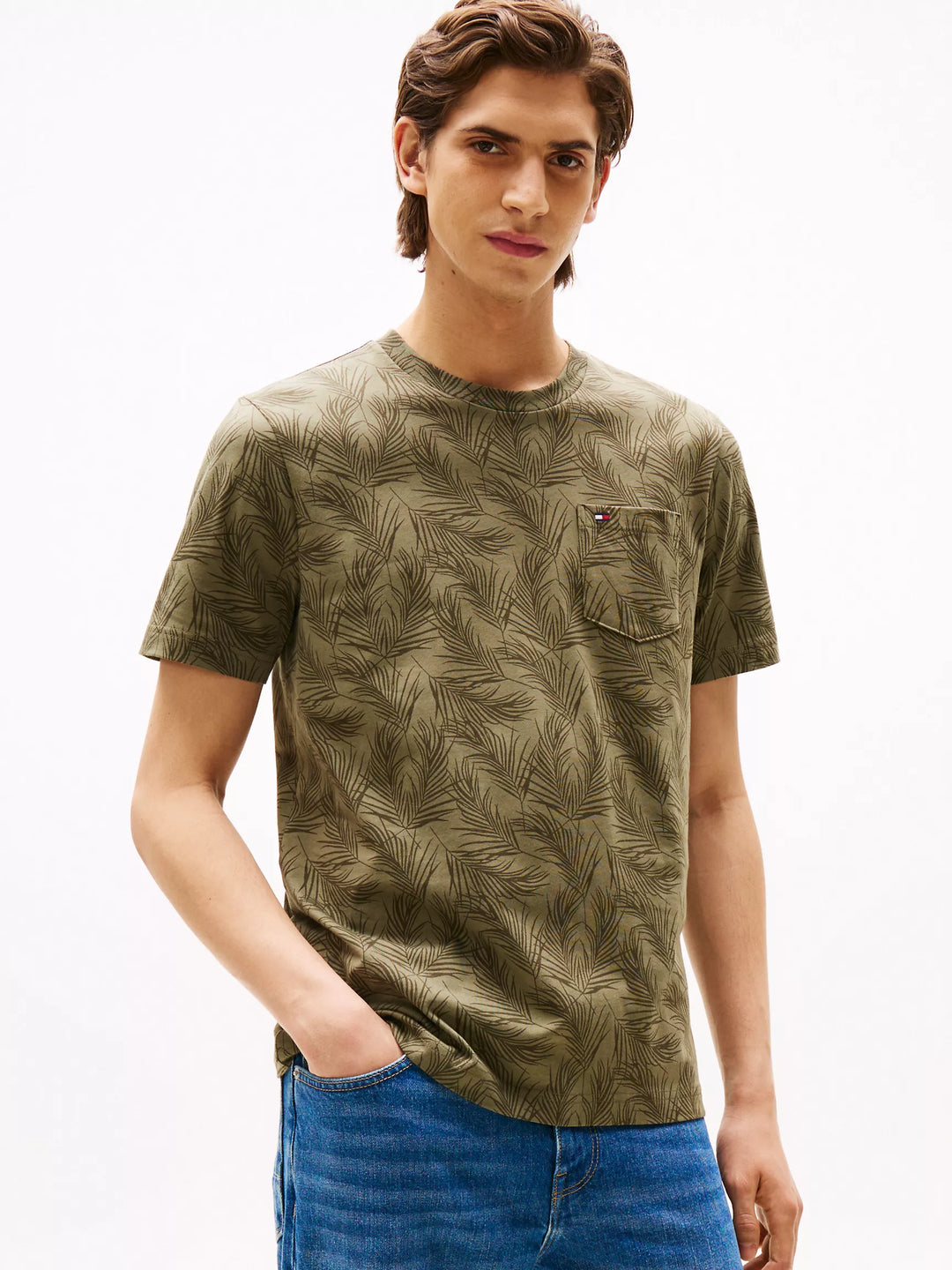 Tommy Hilfiger Allover Leaf Print Pocket T-Shirt
