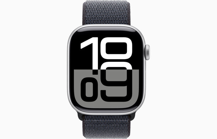 Apple Watch Series 10 GPS + Cellular, 42mm Silver Aluminum Case with Ink Sport Loop