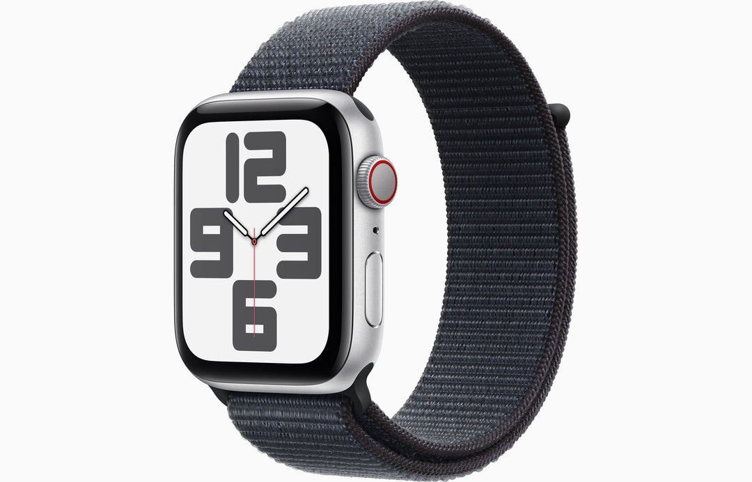Apple Watch SE GPS + Cellular, 44mm Silver Aluminum Case with Ink Sport Loop