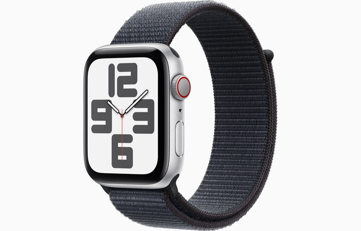Apple Watch SE GPS + Cellular, 44mm Silver Aluminum Case with Ink Sport Loop