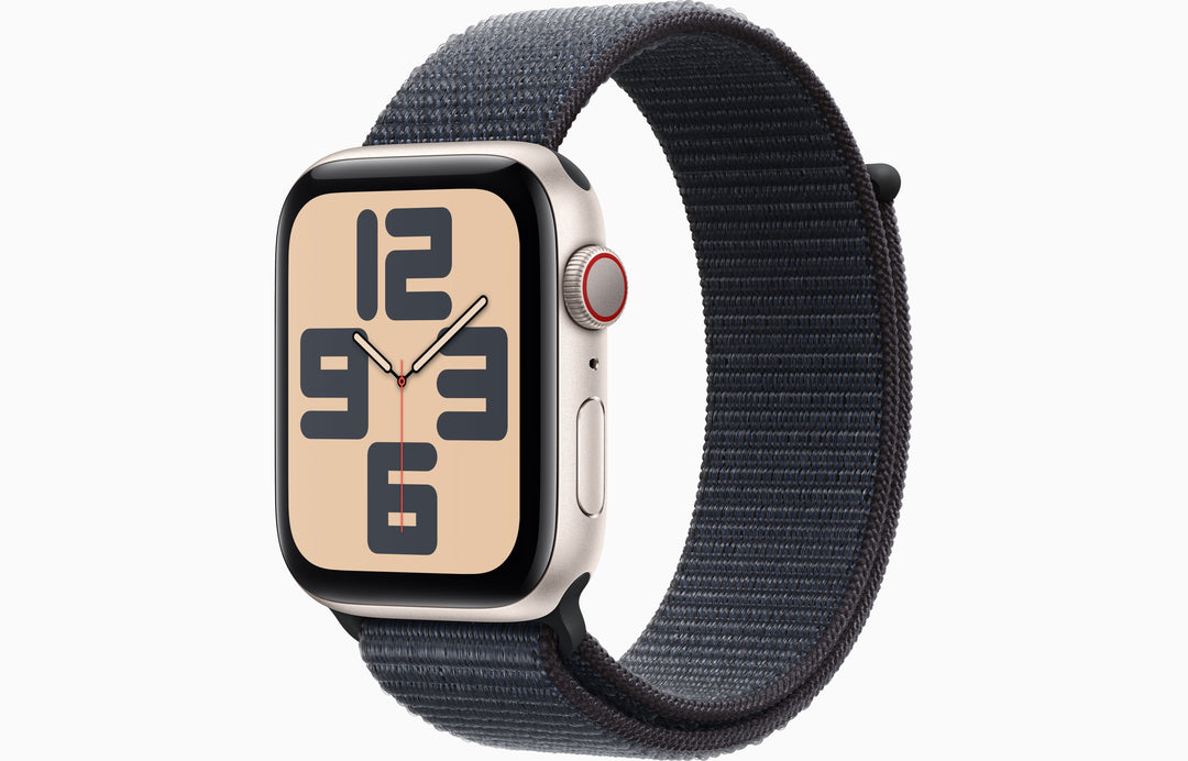 Apple Watch SE GPS + Cellular, 44mm Silver Aluminum Case with Ink Sport Loop