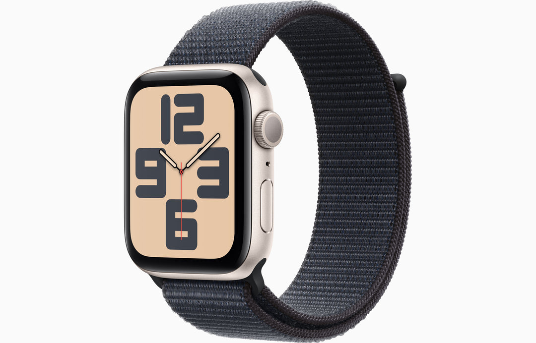 Apple Watch SE GPS, 44mm Silver Aluminum Case with Ink Sport Loop