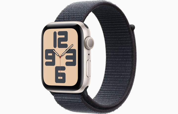 Apple Watch SE GPS, 44mm Silver Aluminum Case with Ink Sport Loop