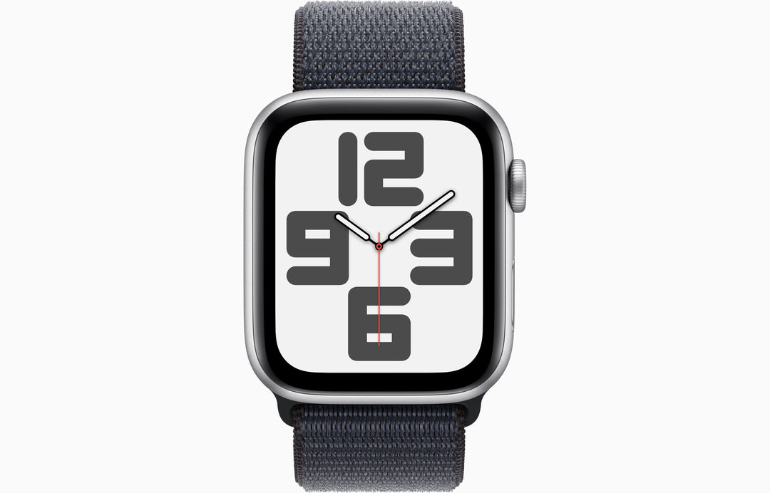 Apple Watch SE GPS, 44mm Silver Aluminum Case with Ink Sport Loop