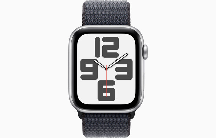 Apple Watch SE GPS, 44mm Silver Aluminum Case with Ink Sport Loop