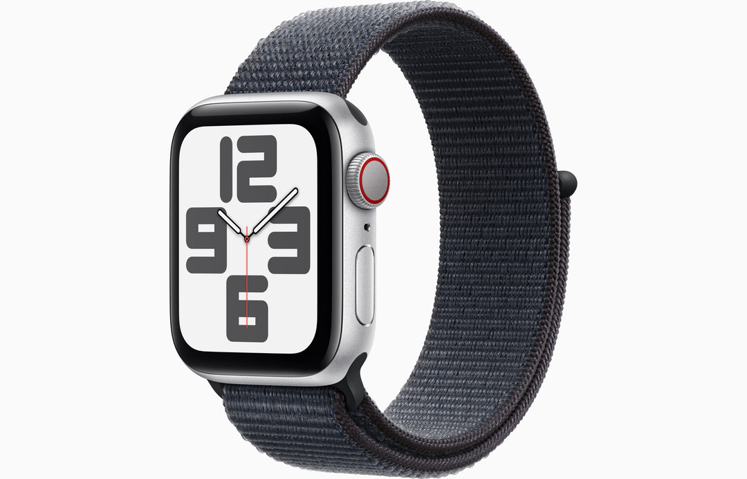 Apple Watch SE GPS + Cellular, 40mm Silver Aluminum Case with Ink Sport Loop