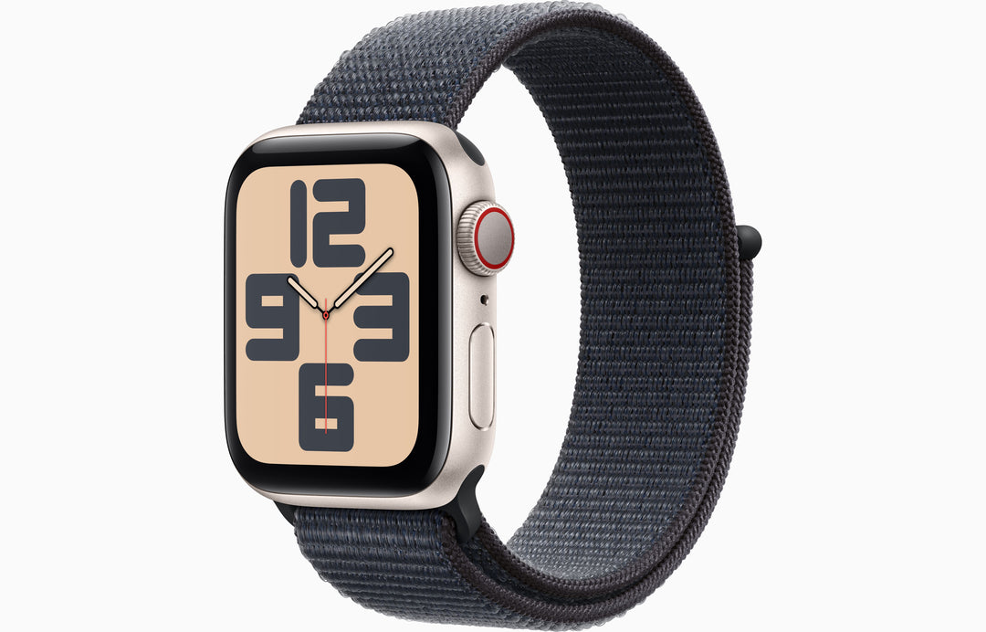 Apple Watch SE GPS + Cellular, 40mm Silver Aluminum Case with Ink Sport Loop