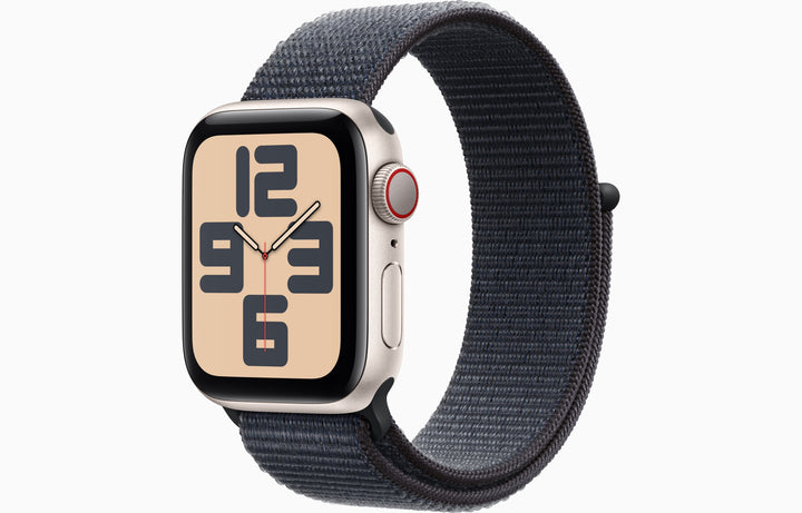 Apple Watch SE GPS + Cellular, 40mm Silver Aluminum Case with Ink Sport Loop
