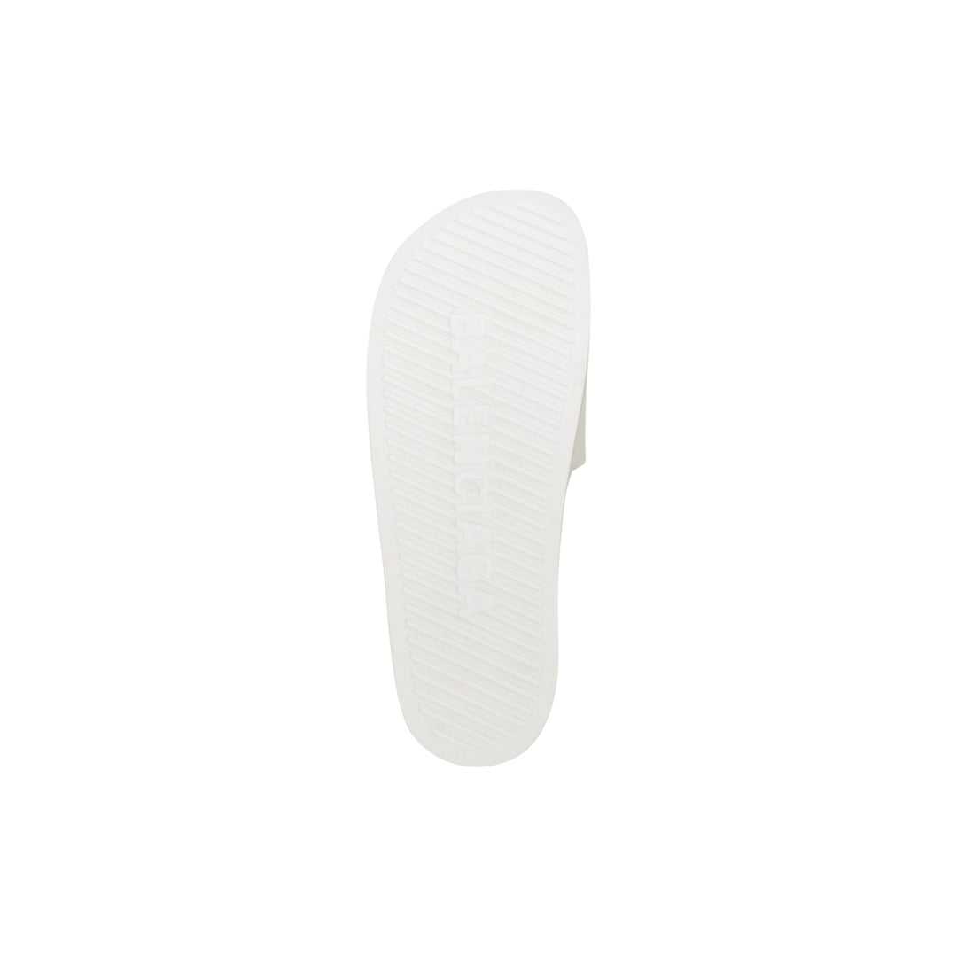 BALENCIAGA Men's Pool Slide Sandal in White Black
