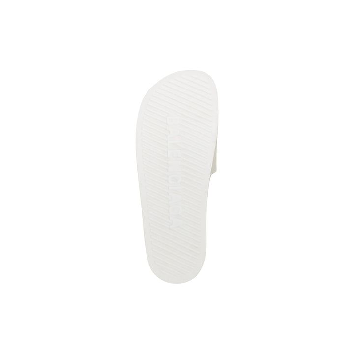 BALENCIAGA Men's Pool Slide Sandal in White Black