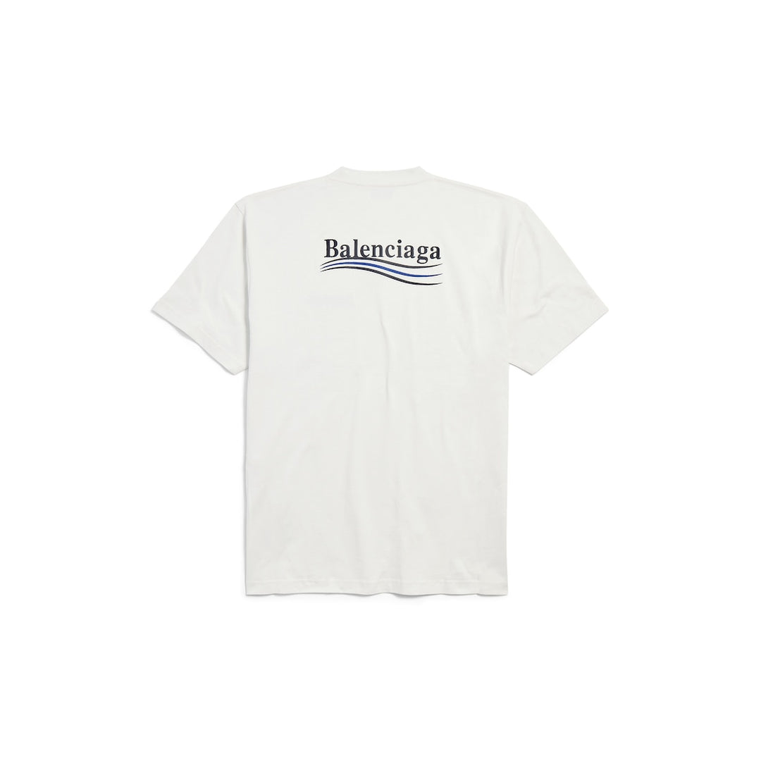 BALENCIAGA Women's Political Campaign T-shirt Large Fit in White