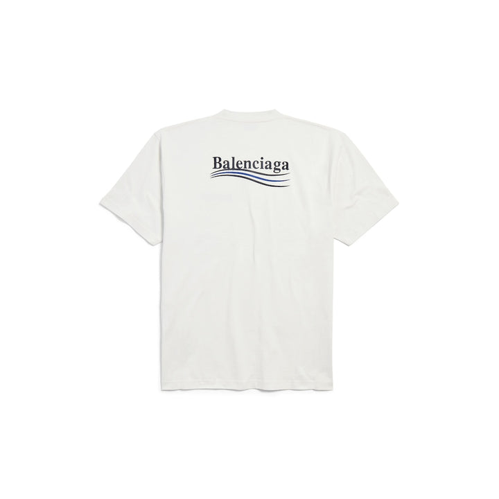 BALENCIAGA Women's Political Campaign T-shirt Large Fit in White