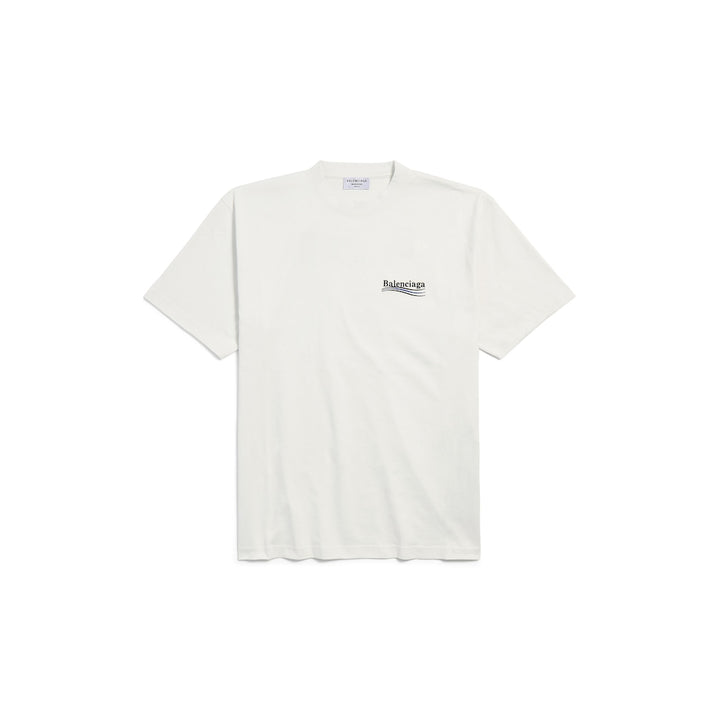 BALENCIAGA Women's Political Campaign T-shirt Large Fit in White