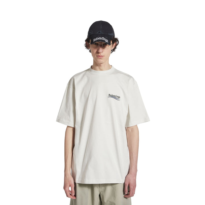 BALENCIAGA Women's Political Campaign T-shirt Large Fit in White