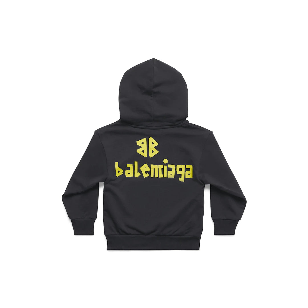BALENCIAGA KIDS - TAPE TYPE HOODIE IN BLACK FADED