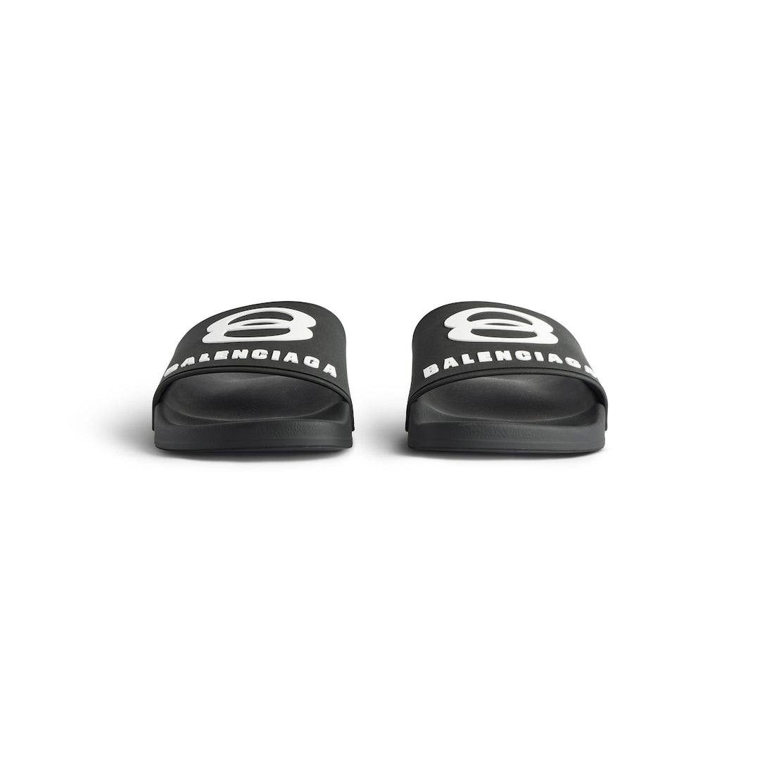 BALENCIAGA  Men's Pool Slide Sandal in Black/white