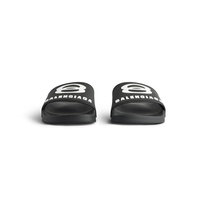 BALENCIAGA  Men's Pool Slide Sandal in Black/white