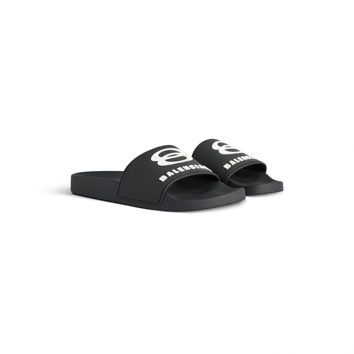 BALENCIAGA  Men's Pool Slide Sandal in Black/white
