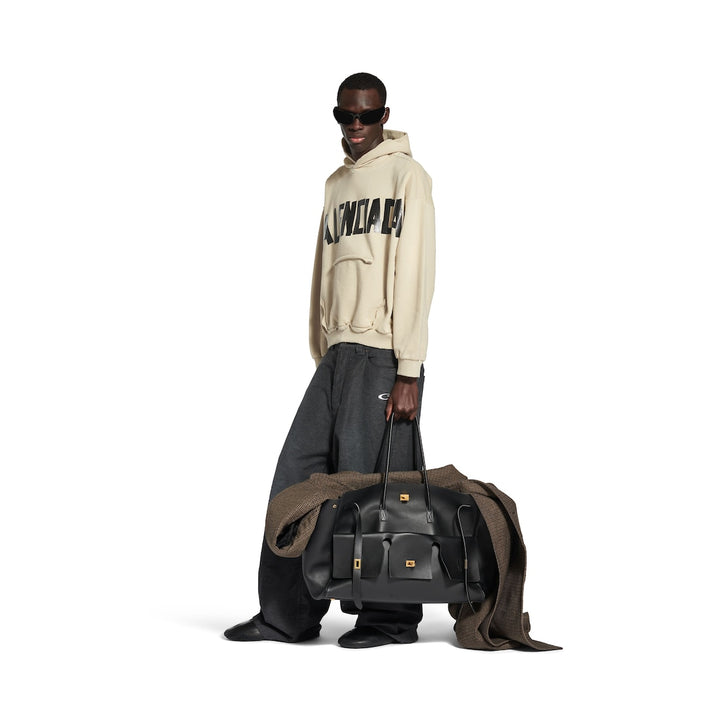 BALENCIAGA Tape Type Ripped Pocket Hoodie in Beige